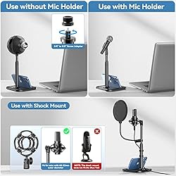Desktop Microphone Stand with Phone Holder, 2 in 1