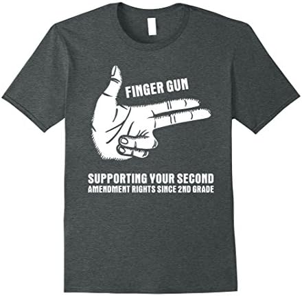 Mens Finger Gun Tshirt Gun Control Shirt Large Dark Heather