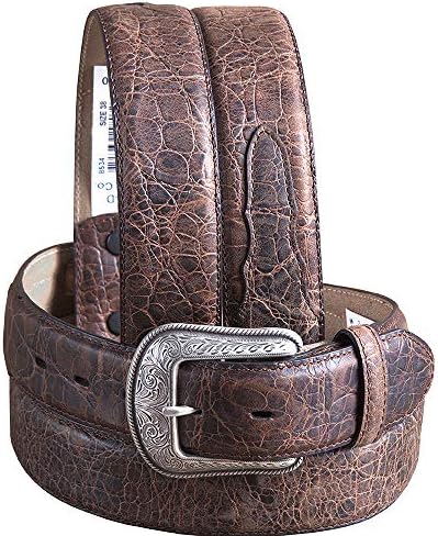 46" 3D 1 1/2" Rustic Brown Mens Western Gator Print Leather Cowboy Dress Belt