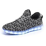 GreatJoy Adults/Kids LED Shoes Light Up Sneaker USB Charging Fashion Gift (39/7.5B Women/6D Men, Black)