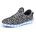 Fashion LED Shoes Light Up Sneaker 7 Color Flashing USB Charging Christmas Gift Flyknit Sports Shoes (7.5B(M)US-women/ 6D(M)US-men, Flyknit Black)