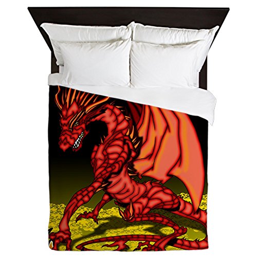 Queen Duvet Cover Red Dragon Gold Tapestry