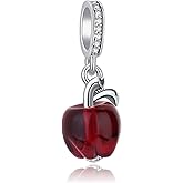 Nbsameng S925 Sterling Silver Charms Bead Compatible for Pandora Bracelets and Necklaces, DIY Jewelry for Women, Red Apple