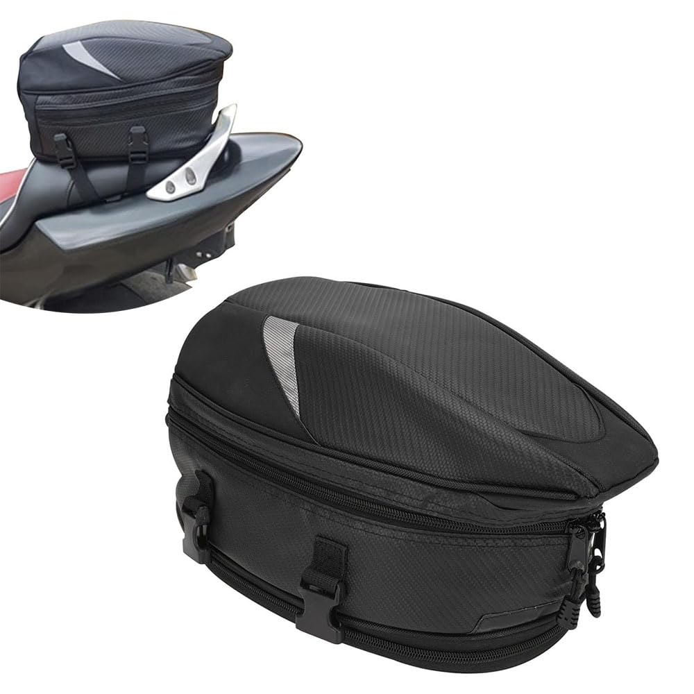 JFG RACING Motorcycle Tail Bag,Multifunctional PU Leather Seat Bag Saddle Bag Half/Small Helmet Storage for On/Off Road Street Bike Motocross ATV Quad Scooter