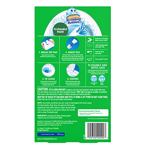 Scrubbing Bubbles Fresh Brush Flushables Refill, Citrus Action Scent, 10 ct