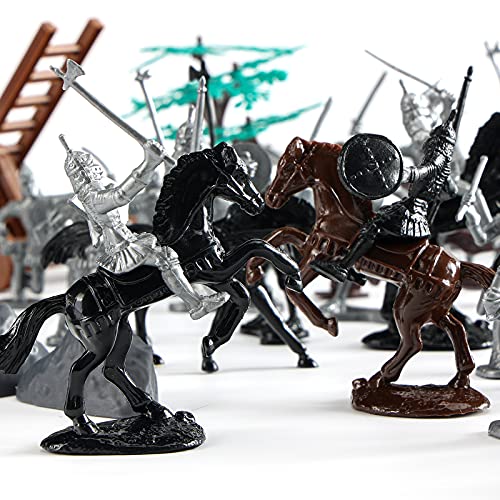 AMOR PRESENT 124 PCS Medieval Knights Toys Figurines for Kids Children Medieval Soldier Action Play Set for Birthday Gifts