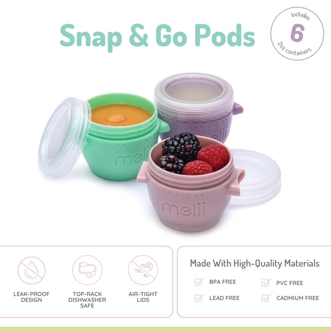 melii Snap & Go Baby Food Freezer Storage Containers & Snack Containers, 2 oz / 59 ml