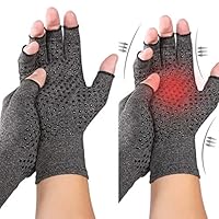 Samoii Arthritis Gloves, Compression for Arthritis Pain Relief Rheumatoid Osteoarthritis and Carpal Tunnel Premium Compression & Fingerless Gloves for Computer Typing and Daily Work (1Pair) (L)