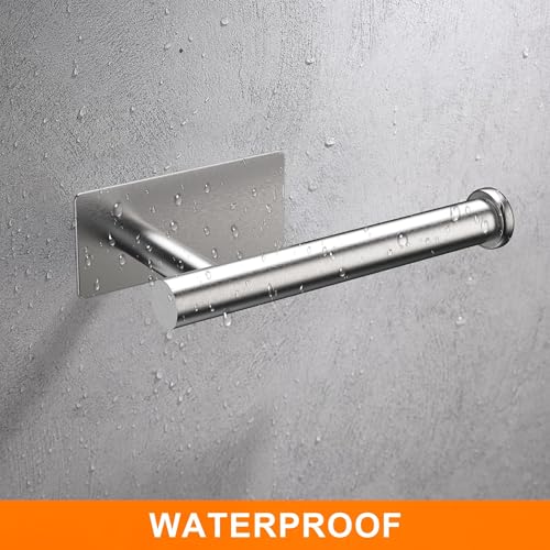 Self-Adhesive Towel Rail, 5-Piece Bathroom Accessories Kit, 16 inch/40cm Wall-Mounted Towel Holder, Toilet Paper Holder and 3 Towel Hooks, 304 Stainless Steel, Bath Hardware Hand Towel Bar