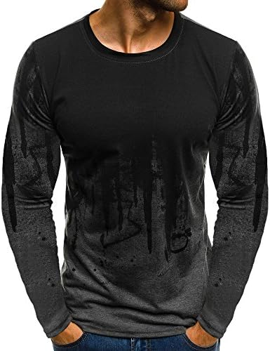 Mens Long Sleeve Tops,Cinsanong Male Beefy Muscle Gradient Color Blouse Basic Solid Casual Tee Shirt