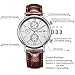 HOWK Men's Chronograph Watches Date Analog Display with Brown Leather Band White Dial