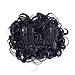SWACC Short Messy Curly Dish Hair Bun Extension Easy Stretch hair Combs Clip in Ponytail Extension Scrunchie Chignon Tray Ponytail Hairpieces (Off Black-1B#)