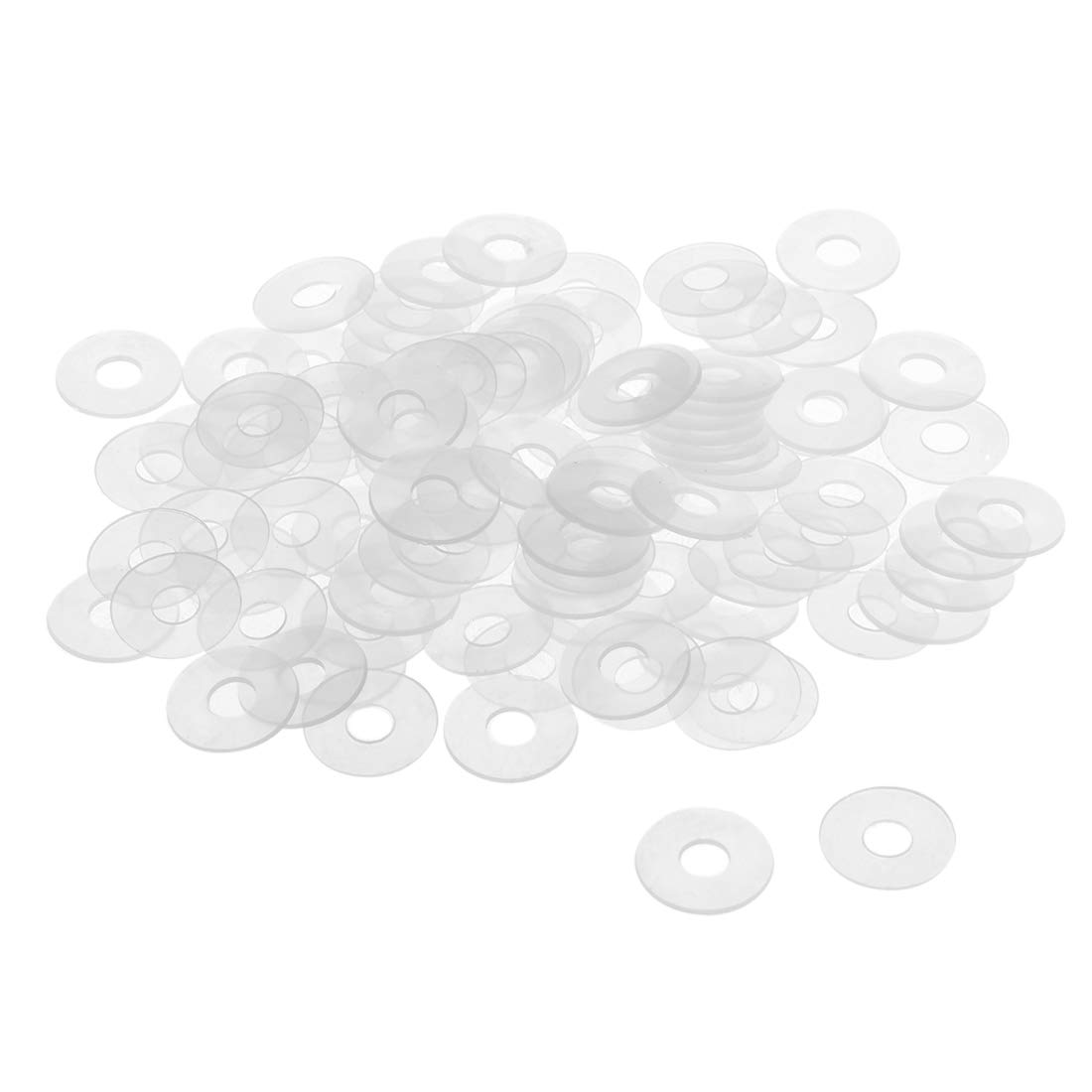 sourcing map Nylon Flat Washers M6 18mm OD 6mm ID 0.9mm Thickness Sealing Gasket for Faucet Pipe Water Hose, Clear, Pack of 100 — image 1
