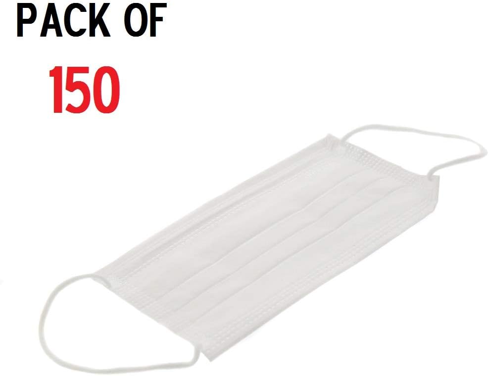 3 PLY Disposable Face Masks with Elastic Ear Loop Breathable and Comfortable for Blocking Dust Air Pollution Protection Surgical Face Mask Pack of 150