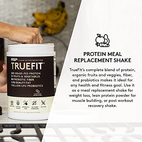 TrueFit Meal Replacement Shake Protein Powder, Grass Fed Whey + Organic
