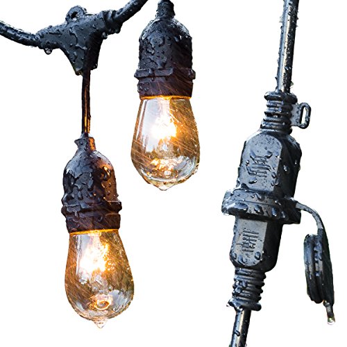 Advanced Outdoor String Lights by ConClarity - Incandescent - 48 ft - 24 bulb - S14 Style Bulbs, Seamless Design, Commercial Grade Lighting, Weatherpoof Technology, Indoor Outdoor - 5 Year Warranty