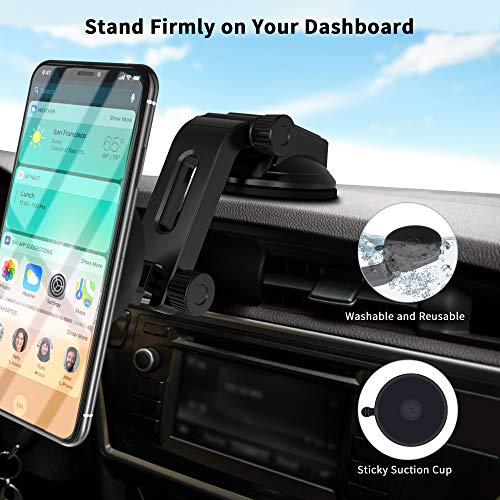 Yoassi Magnetic Car Phone Mount, Hands Free Dashboard Windshield Cell Phone Holder with Multi-Angle Arm Sticky Suction Cup Compatible with iPhone XS Max XR X 8 7 6 Plus Samsung Galaxy S10 S9 S8 Note 9