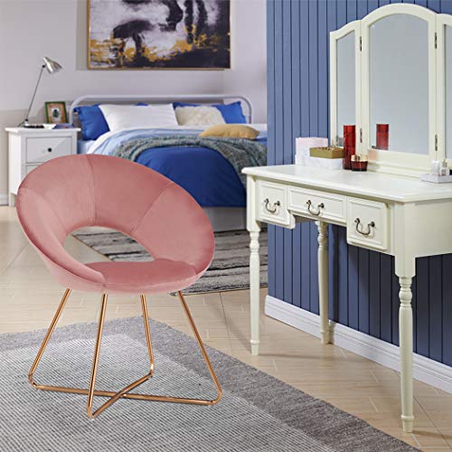 Duhome Vanity Chairs/Stool,Pink Modern Makeup Dressing Stool Padded Upholstered Accent Chair with Metal Legs Easy Assembly - Thumbnail 7