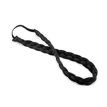 Sbparts Fashion Stylish Soft Extensions Stretchy Braided Faux Hair Plaits Headband Hairband Black
