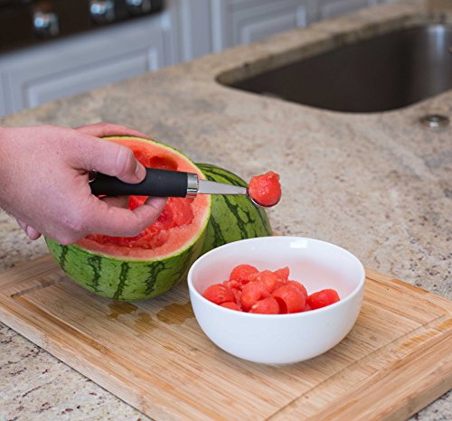 Internet's Best Stainless Steel Melon Baller with Rubber Grip | Watermelon Tool | Durable | Easy Grip