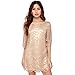 Deargles Womens Dress In Sequins Lace Hollow Out Half Short Sleeves SS16001
