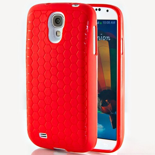 Hyperion Samsung Galaxy S5 Extended Battery HoneyComb Matte TPU Case / Cover (Fits 5600mAh and Hyperion's 6500mAh Extended Battery) [2 Year No Hassle Warranty] (CASE ONLY. Does not include battery) **Hyperion Retail Packaging** - RED