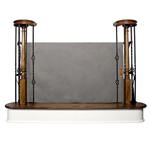 The Stair Barrier Baby and Pet Gate â€“ Banister-to-Banister - Retractable Fabric Safety Gate Wide and Regular Sizes - Made in the USA â€“ Grey