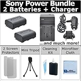 Power Bundle by eCost: 2 NP-FH50 Batteries + AC/DC Turbo Charger with Travel Adapter + Complete Deluxe Starter Kit for Sony DSC-HX200V/ HDR-XR260V A230 A330 A380 Alpha DSLR DSC-HX1 DSC-HX100V DSC-HX200V HDR-TG5V AC-VQH10 DCR-DVD103 DCR-DVD105 DCR-DVD108 DCR-DVD203 DCR-DVD205 DCR-DVD305 DCR-DVD308 DCR-DVD403 DCR-DVD405 DCR-DVD408 DCR-DVD505 DCR-DVD508 DCR-DVD92 DCR-HC20 DCR-HC21 DCR-HC26 DCR-HC28 DCR-HC30 DCR-HC32 DCR-HC36 DCR-HC38 DCR-HC40 DCR-HC42 DCR-HC46 DCR-HC48 DCR-HC65 DCR-HC85 DCR-HC96 DCR-SR100 DCR-SR200 DCR-SR300 DCR-SR40 DCR-SR42 DCR-SR60 DCR- SR62 DCR-SR80 DCR-SR82 HDR-HC3 HDR-HC5 HDR-HC7 HDR-UX5 HDR-UX7 Handycam Camera.