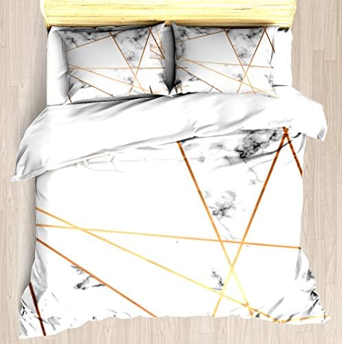 KANGSUN Marble Geometry 054 Bedding Cover Set Exclusive Unique Designed Pattern Digital Printed Comfort 3 Piece Bed Duvet Cover Pillowcases Double