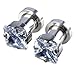 PiercingJ Pair 6g- 1/2 Inch Stainless Steel Cubic Zirconia Screw Tunnels Ear Stretcher Plugs Piercing Gauge (2g=6mm Clear White)