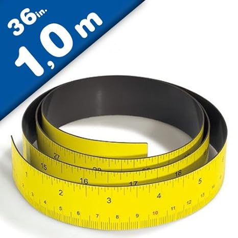 Magnetlineal Magnet Maßband Lineal magnetisch - 1 Meter - 100cm/36 in, gelb - Magnetisches Ausmessen - Flexibles Magnetmaßban