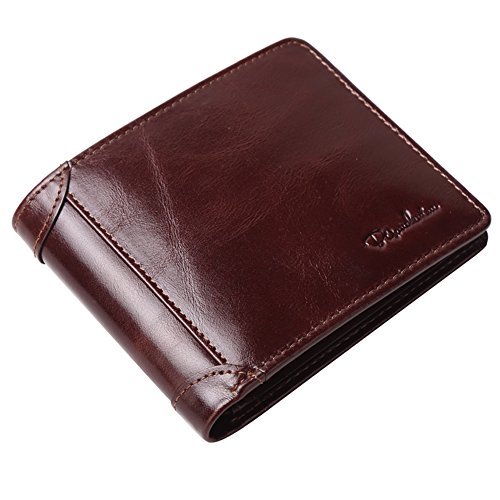 Bison Denim Men's Vintage Italian Genuine Leather Slim Bifold Wallet Handmade