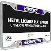 Desert Cactus University of Washington Car Accessories Huskies Metal License Plate Frame and Tag Holder for Front or Rear of Car (Mascot)