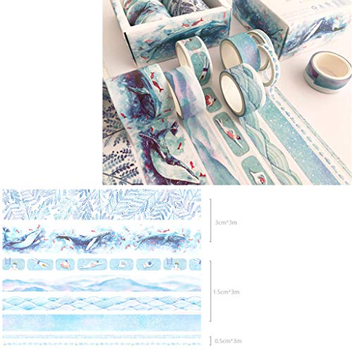 Qupida 8Pcs Green Leaves Cactus Journal Washi Tape Adhesive Tape DIY Scrapbooking Sticker Label Masking Tapes - Thumbnail 2