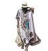 KingsCat Women Print Cami Dress Long Beach Dress Swimsuit Cover Up,White