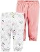 Carter's Baby Girls' Bottoms (2-Pack), White/Pink, 3 Months