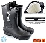 RK Mens Insulated Waterproof Fur Interior Rubber Sole Winter Snow Cold Weather Rain Boots