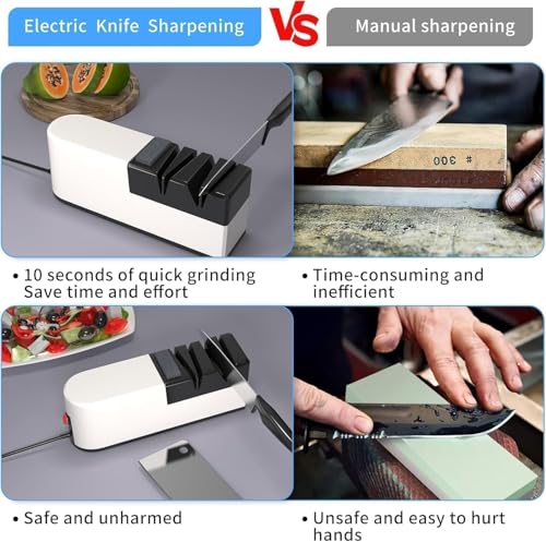 Electric Knife Sharpener, 5 in 1 Knife Sharpening System with Straight Blade, Professional Diamond Knife Sharpener for Rough Sharpening, Repair and Sharpening of Knives (QS1)