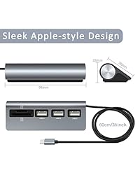 rytaki USB C aluminio Hub, 3 puertos USB 2.0 Hub con SD TF lector de tarjetas Combo para nuevo MacBook Pro 2016, nuevo Macbook de 12 pulgadas con puerto de tipo C y otros USB C, portátiles, espacio gris