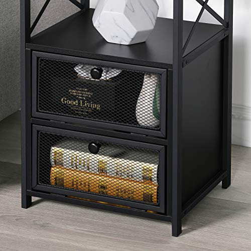 VECELO Nightstand, End Table with flip Drawer, Night Stand for Bedroom