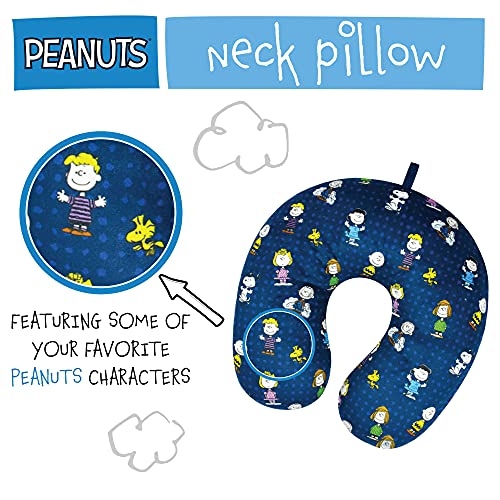 Concept One Peanuts Characters Portable Travel Neck Pillow, Navy Blue