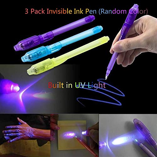 Multi Function Invisible Ink Pen - for Party Goody Bag Stuffer - 3 Pieces - Random Color by Higere
