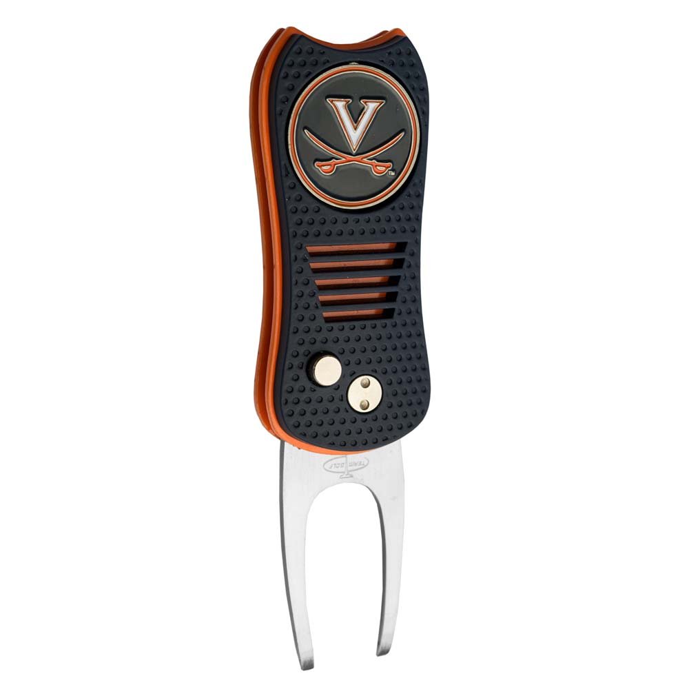 Team Golf NCAA Virginia Cavaliers Retractable Divot Tool with Double-Sided Magnetic Ball Marker, Features Patented Single Prong Design, Causes Less Damage to Greens