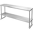 HALLY Double Overshelf of Stainless Steel 12'' x 60'' Weight Capacity 400lb, Commercial 2 Tier Shelf for Prep & Work Table in Restaurant, Home and Kitchen