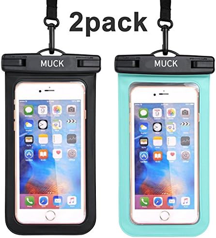 Universal Waterproof Phone Case, MCUK 2-Pack Waterproof Phone Pouch Dry Bag for iPhone X/8/8P/7/7P/6S/6/6S Plus/SE/5S/5C, Galaxy S9/S9P/S8/S8P/Note 8, Google Pixel/LG/HTC up to 6.0" (Black+Green)