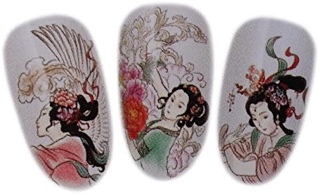 Classical Geisha Girl Design Nail Art Wrap Water Transfer Decal Sticker for Natural/False Nails