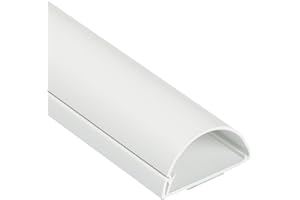 D-Line Half Round Cord Hider, Patented Cable Cover, Hide TV Wall Mount Wires, Raceway for Cords, Decorative Wire Covers, Paintable, Adhesive Cable Concealer, 1x 2in W x 1in H x 39in L, White