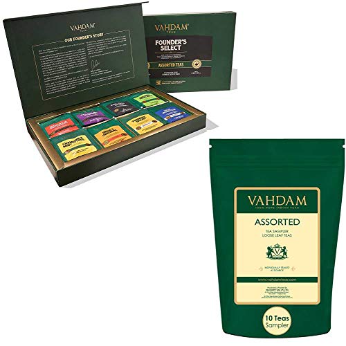 VAHDAM, Assoted 10 Teas Sampler & Assorted Tea Bag Sampler 8 Tea
