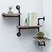 MBQQ Industrial Bookshelf Pipe Shelves 3 Tiers,Rustic Wood Shelf Wall Mounted,Metal Corner Hung Bracket Shelving Floating Shelves Steampunk Decor,Retro Brown