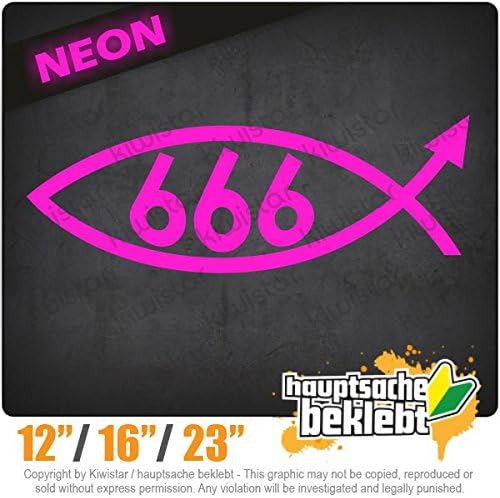 666 fish - Available in 3 sizes 15 COLORS - Neon + Chrome! Decal Sticker Bumper Rear Window Vinyl Motorcycle